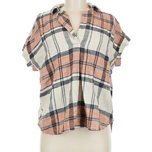 UpWest Peach and Gray Plaid Shirt 🍑